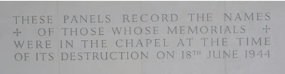 inscription on wall of chapel